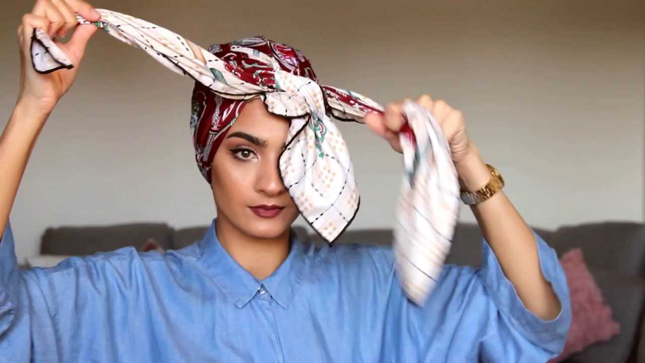 Как красиво завязать платок на голове лысой женщине
